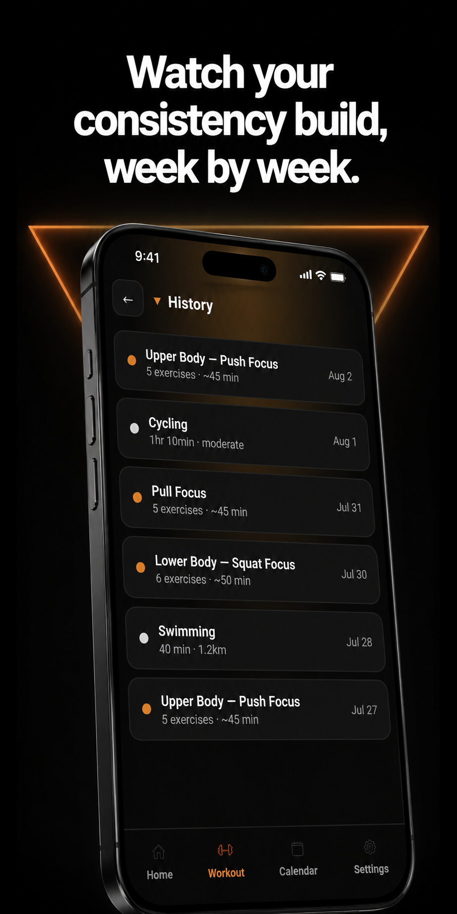 Training history and consistency tracking